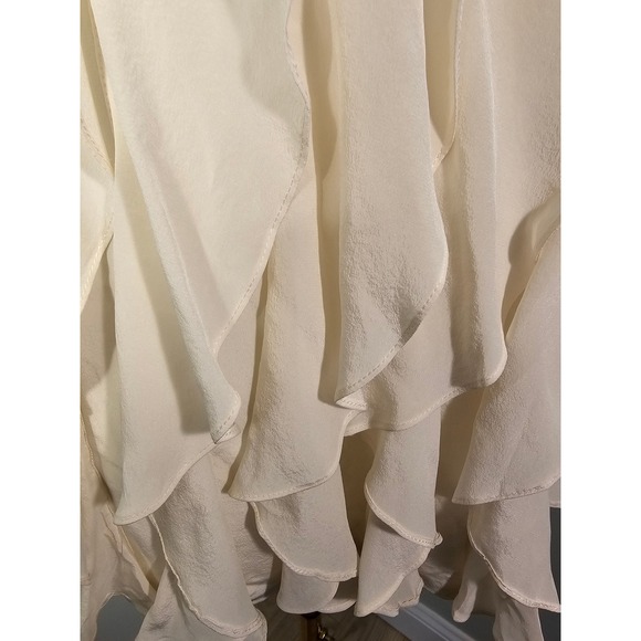 BCBGMAXAZRIA Black Off White Silk Tiered Ruffle Cocktail Dress Size 6 - Picture 6 of 6